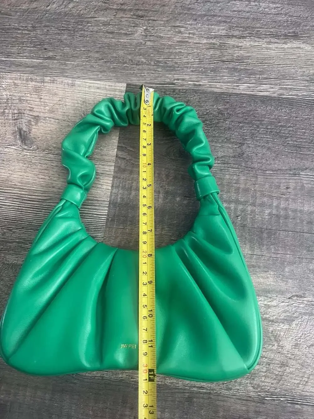 JW PEI Gabbi Ruched Hobo Handbag Grass Green Vegan Leather Shoulder Bag